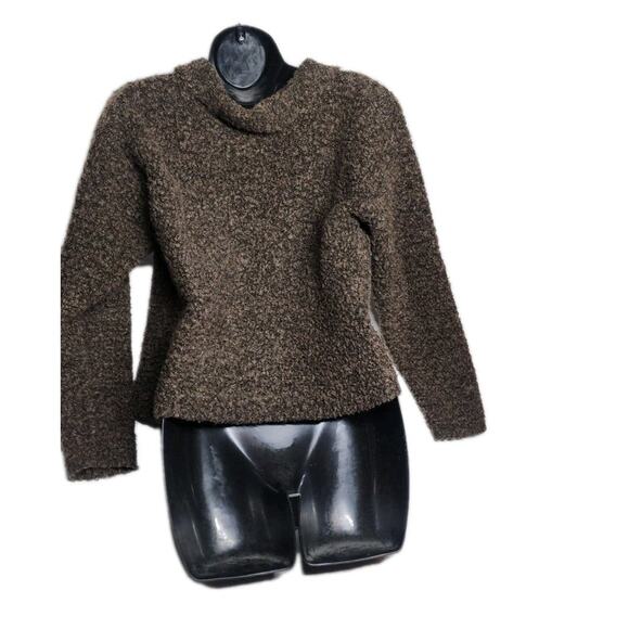 B Moss Acrylic And Wool Sweater Brown Long Sleeve Size Small Zipper Up - Picture 5 of 16